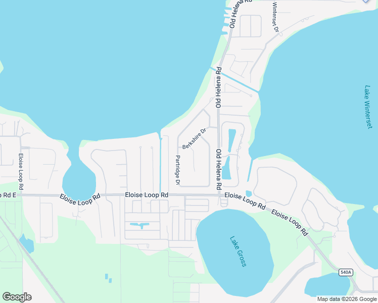 map of restaurants, bars, coffee shops, grocery stores, and more near 2418 Berkshire Drive in Winter Haven