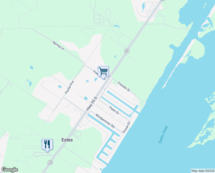 map of restaurants, bars, coffee shops, grocery stores, and more near 100 Port Avenue in Rockport