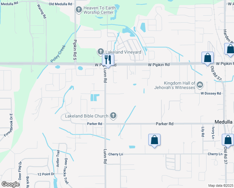 map of restaurants, bars, coffee shops, grocery stores, and more near 1625 Bens Lane in Lakeland