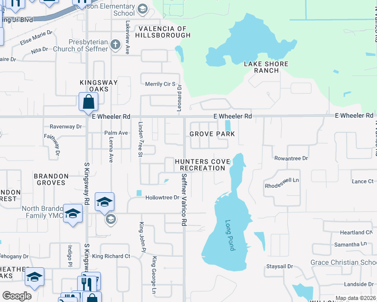 map of restaurants, bars, coffee shops, grocery stores, and more near 841 Sunridge Point Drive in Seffner