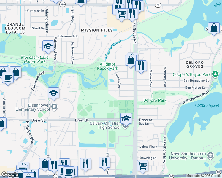 map of restaurants, bars, coffee shops, grocery stores, and more near 3006 Merrill Avenue in Clearwater