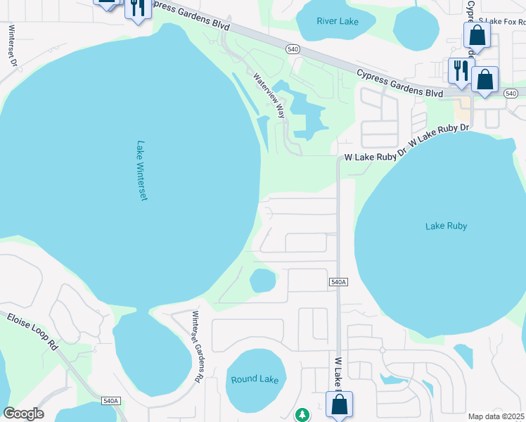 map of restaurants, bars, coffee shops, grocery stores, and more near 5011 Varty Road in Winter Haven