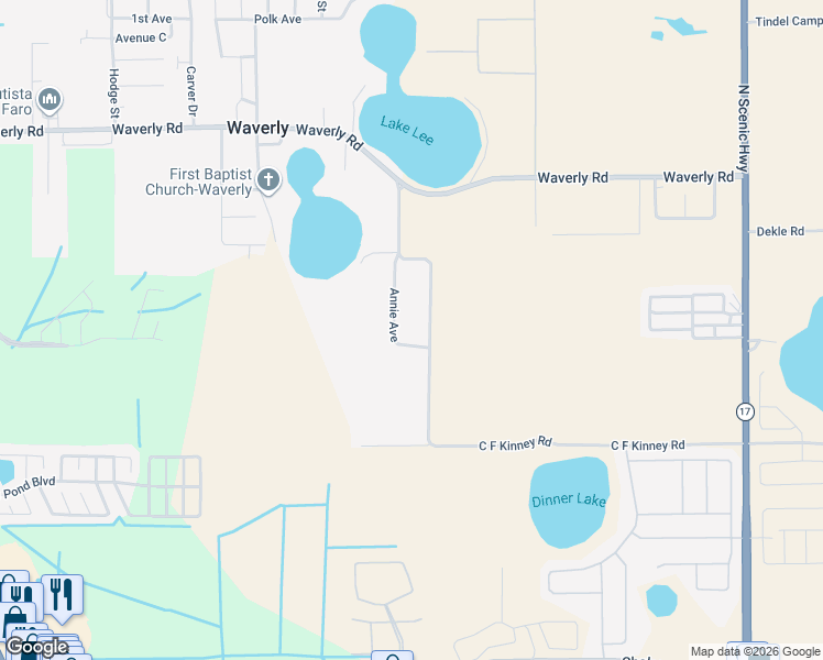 map of restaurants, bars, coffee shops, grocery stores, and more near 863 C F Kinney Road in Lake Wales
