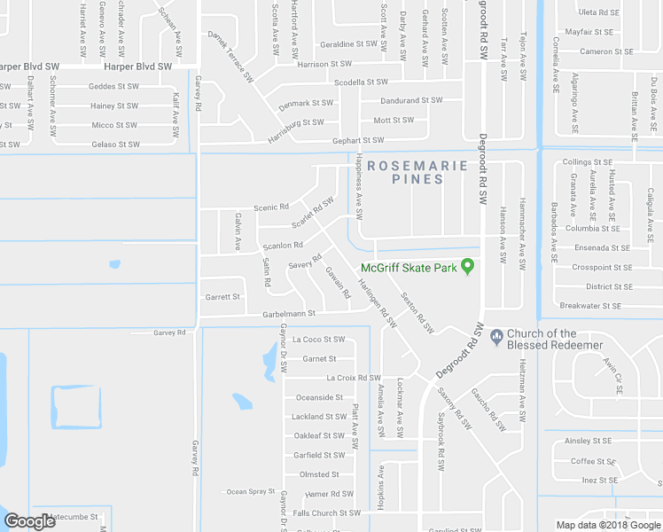 map of restaurants, bars, coffee shops, grocery stores, and more near 1123 Gawain Road in Palm Bay
