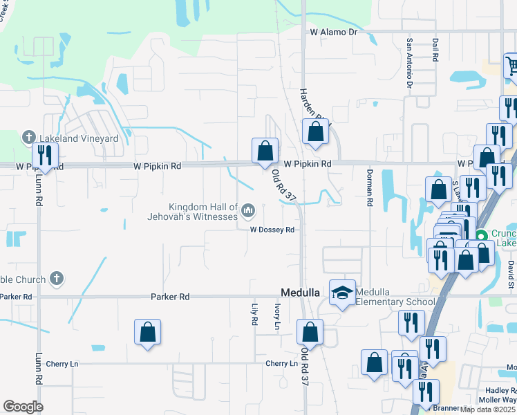 map of restaurants, bars, coffee shops, grocery stores, and more near 5113 Harvest Lane in Lakeland