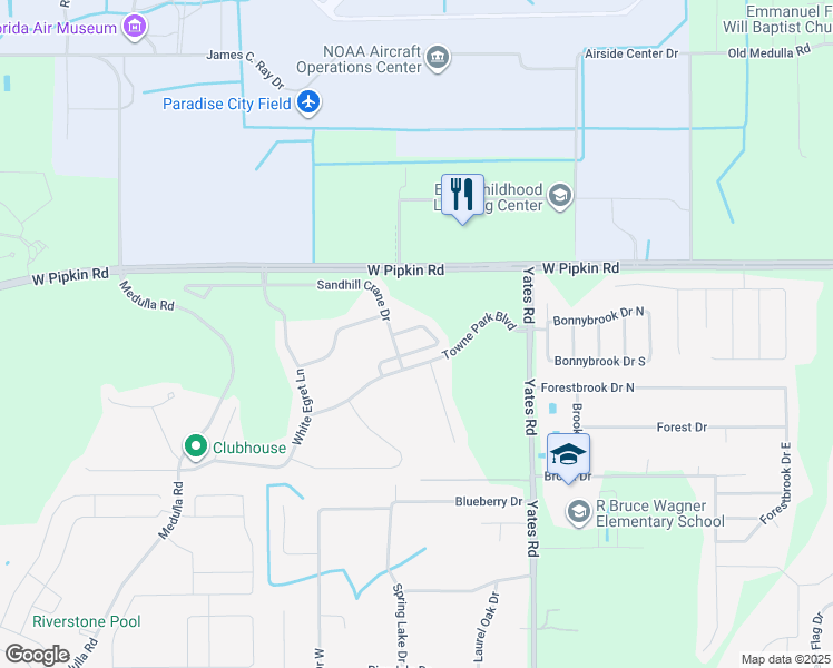 map of restaurants, bars, coffee shops, grocery stores, and more near 3516 Marsh Wren Street in Lakeland