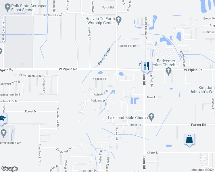 map of restaurants, bars, coffee shops, grocery stores, and more near 5025 Yellowtop Loop in Lakeland