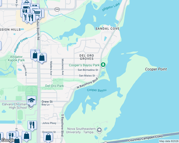map of restaurants, bars, coffee shops, grocery stores, and more near 3317 San Mateo Street in Clearwater