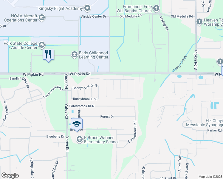 map of restaurants, bars, coffee shops, grocery stores, and more near 5016 Forestgreen Drive West in Lakeland