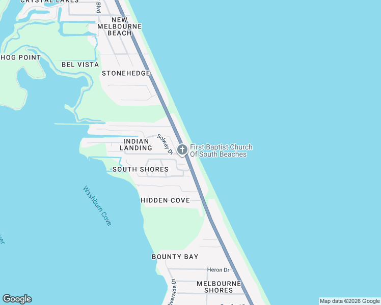 map of restaurants, bars, coffee shops, grocery stores, and more near 5513 South Highway A1A in Melbourne Beach