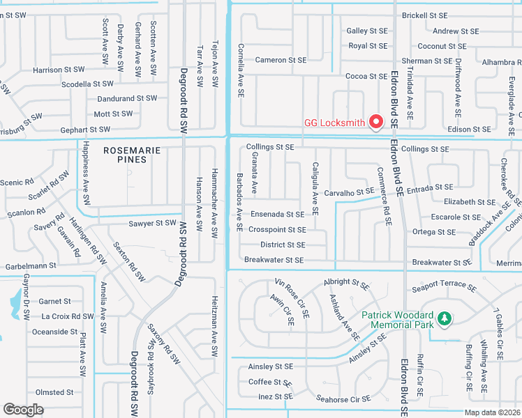 map of restaurants, bars, coffee shops, grocery stores, and more near 140 Columbia Street Southeast in Palm Bay