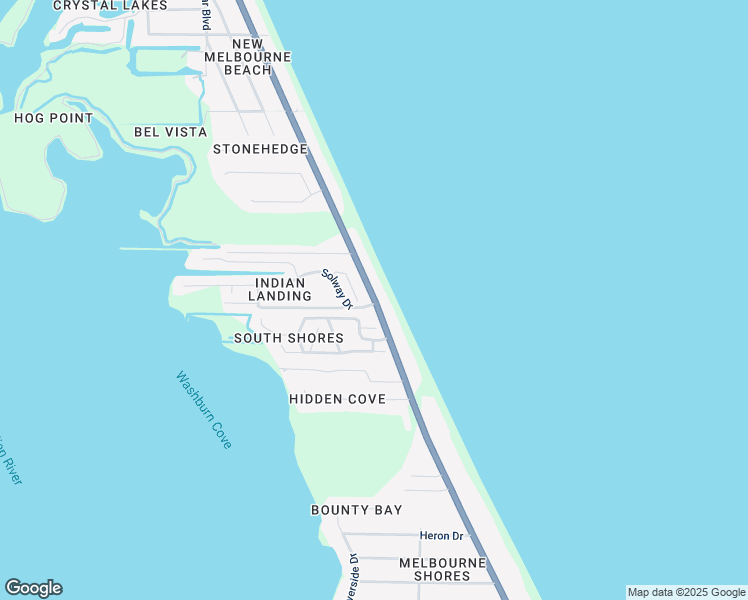 map of restaurants, bars, coffee shops, grocery stores, and more near 5489 Hwy A1A in Melbourne Beach