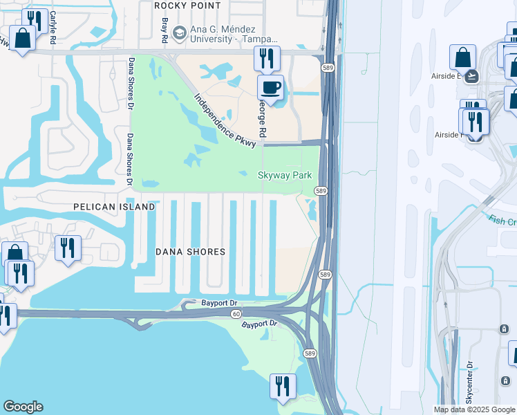 map of restaurants, bars, coffee shops, grocery stores, and more near 3944 Doral Drive in Tampa