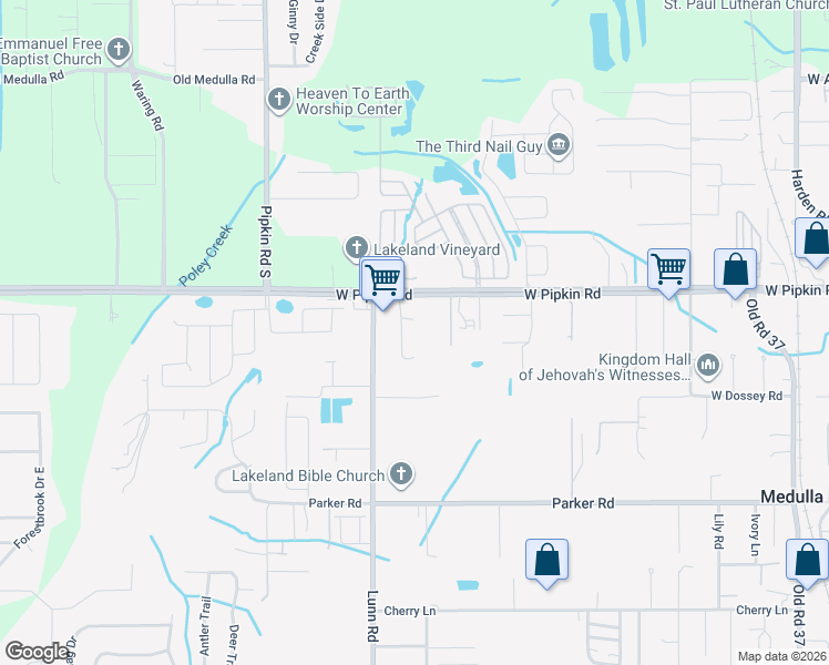 map of restaurants, bars, coffee shops, grocery stores, and more near 5060 Fairfield Drive in Lakeland