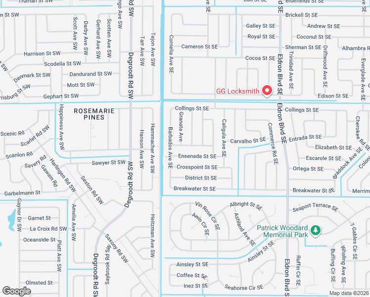 map of restaurants, bars, coffee shops, grocery stores, and more near 140 Columbia Street Southeast in Palm Bay