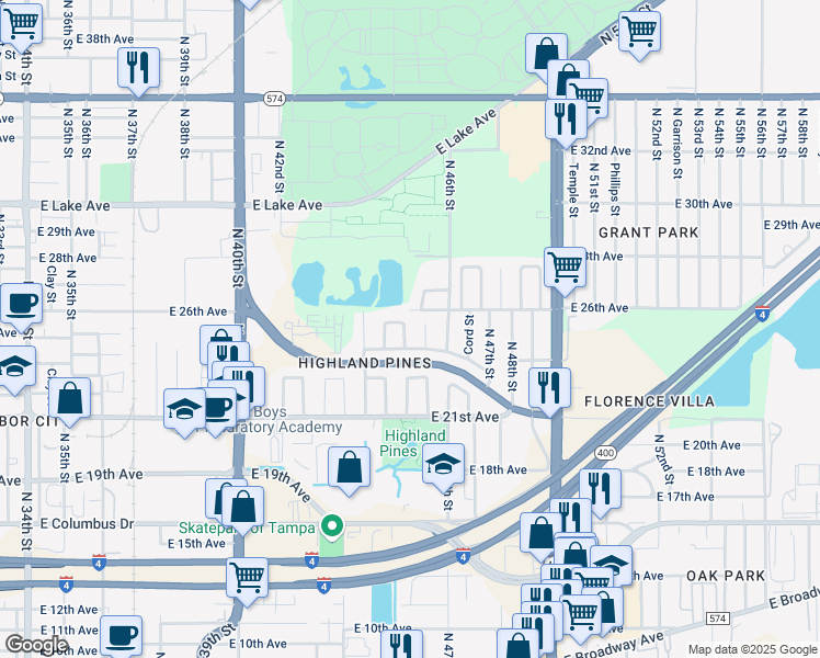 map of restaurants, bars, coffee shops, grocery stores, and more near 3208 Star Street in Tampa