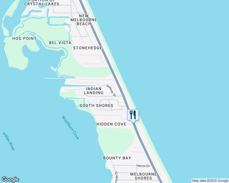 map of restaurants, bars, coffee shops, grocery stores, and more near 5328 Tay Court in Melbourne Beach