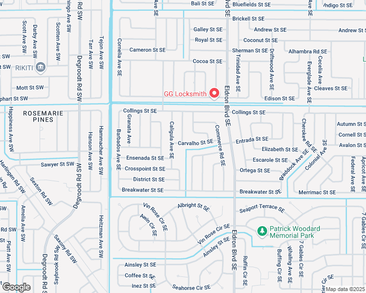 map of restaurants, bars, coffee shops, grocery stores, and more near 324 Carvalho Street Southeast in Palm Bay