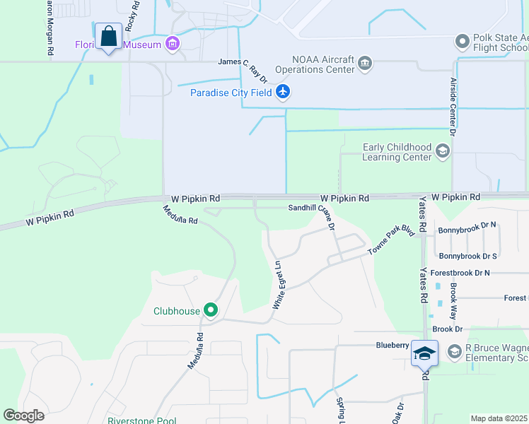 map of restaurants, bars, coffee shops, grocery stores, and more near 3790 Sandhill Crane Drive in Lakeland