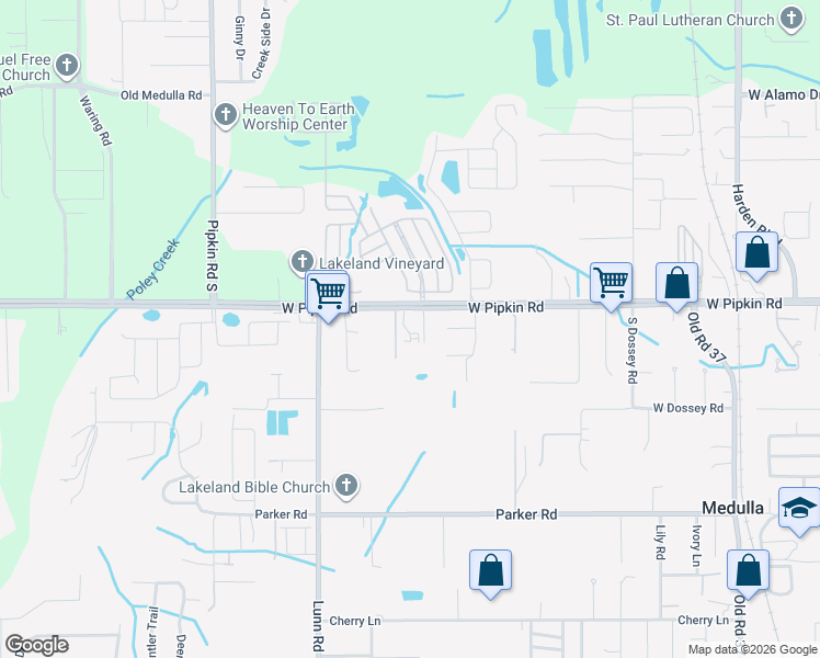 map of restaurants, bars, coffee shops, grocery stores, and more near 5020 Barlow Loop Road in Lakeland