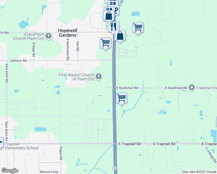 map of restaurants, bars, coffee shops, grocery stores, and more near in Plant City