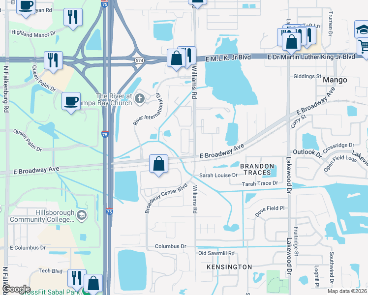 map of restaurants, bars, coffee shops, grocery stores, and more near 3541 High Hampton Circle in Tampa