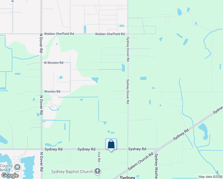 map of restaurants, bars, coffee shops, grocery stores, and more near 2102 Sydney Dover Road in Dover