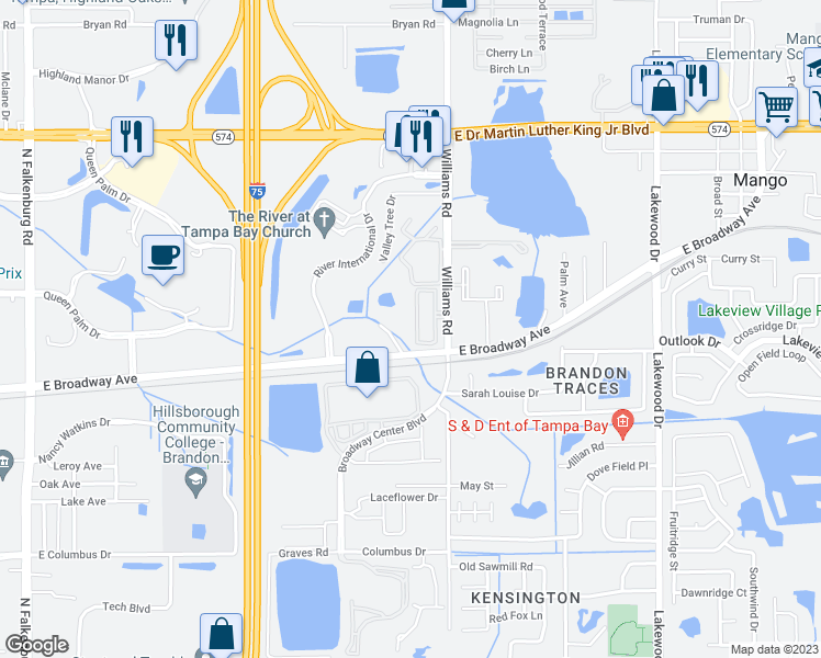 map of restaurants, bars, coffee shops, grocery stores, and more near 3557 High Hampton Circle in Tampa