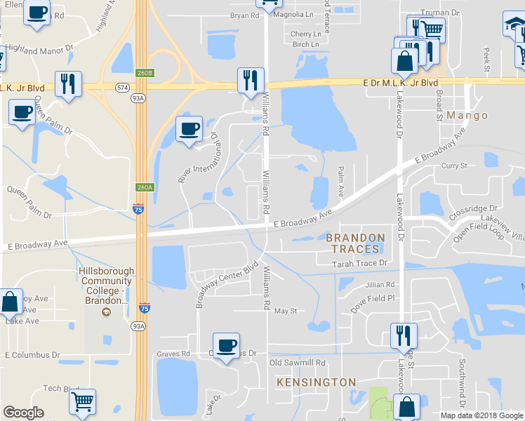 map of restaurants, bars, coffee shops, grocery stores, and more near 3419 High Hampton Circle in Tampa