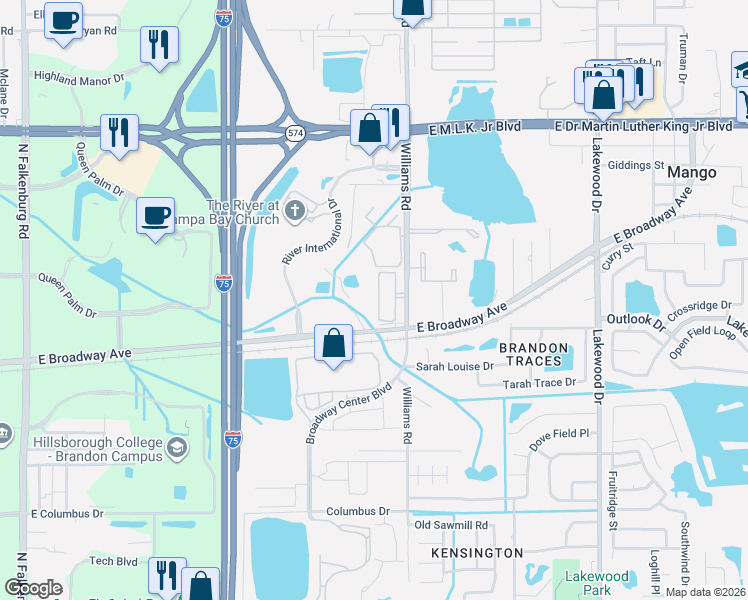 map of restaurants, bars, coffee shops, grocery stores, and more near 3541 High Hampton Circle in Tampa