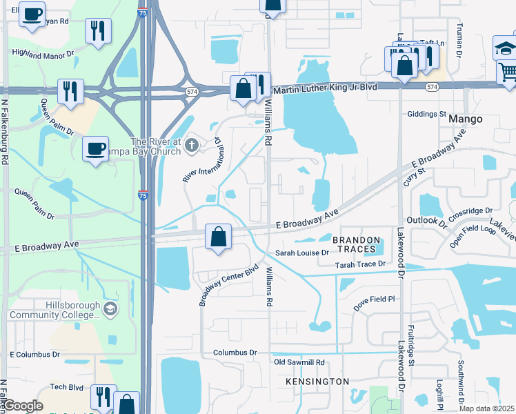map of restaurants, bars, coffee shops, grocery stores, and more near 3541 High Hampton Circle in Tampa