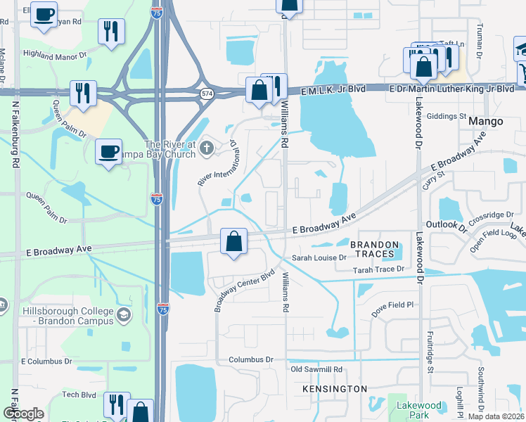 map of restaurants, bars, coffee shops, grocery stores, and more near 3541 High Hampton Circle in Tampa