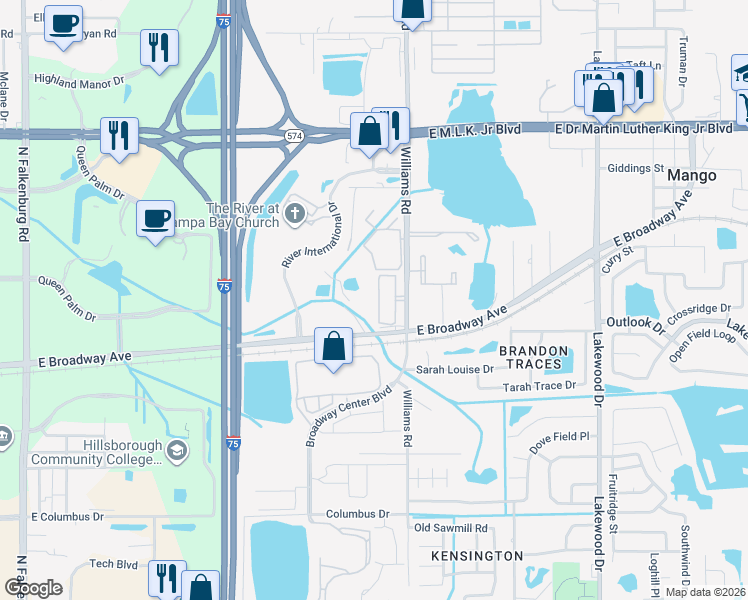 map of restaurants, bars, coffee shops, grocery stores, and more near 3541 High Hampton Circle in Tampa