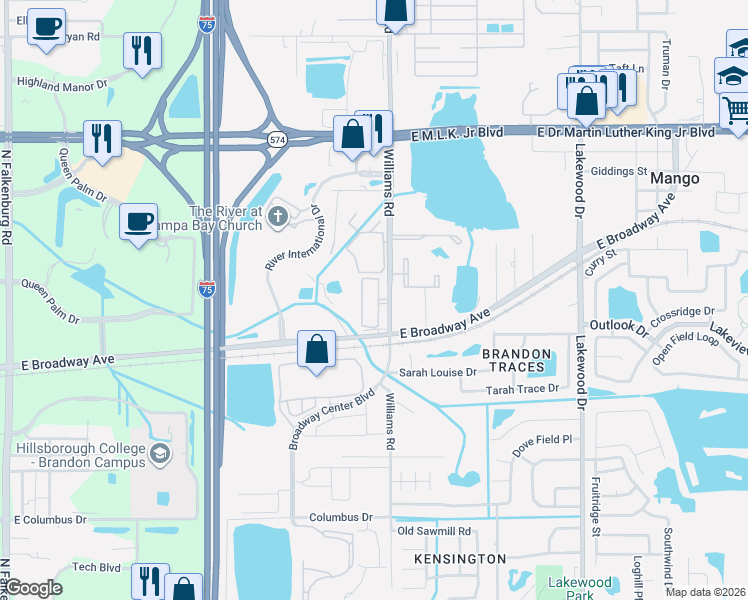 map of restaurants, bars, coffee shops, grocery stores, and more near 3541 High Hampton Circle in Tampa