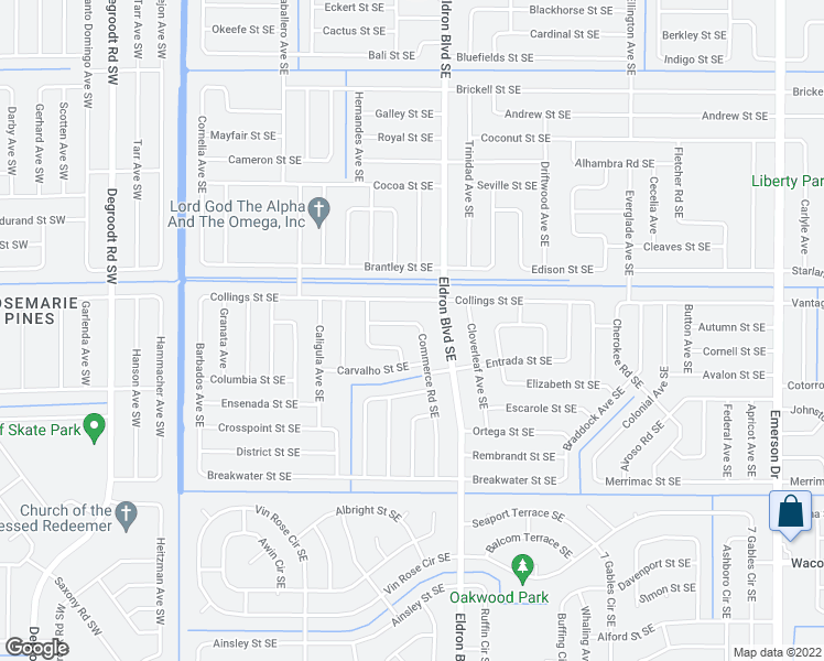 map of restaurants, bars, coffee shops, grocery stores, and more near 938 Commerce Road Southeast in Palm Bay