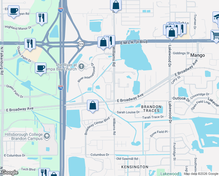 map of restaurants, bars, coffee shops, grocery stores, and more near 3541 High Hampton Circle in Tampa