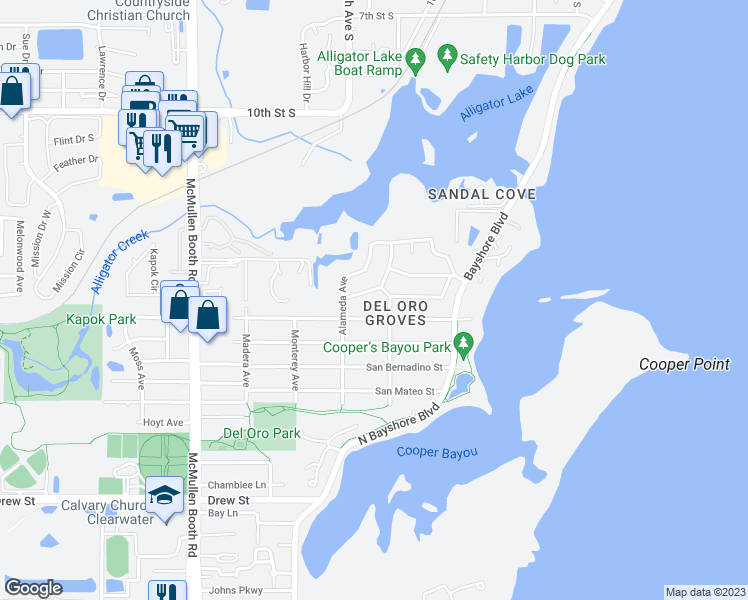 map of restaurants, bars, coffee shops, grocery stores, and more near in Clearwater