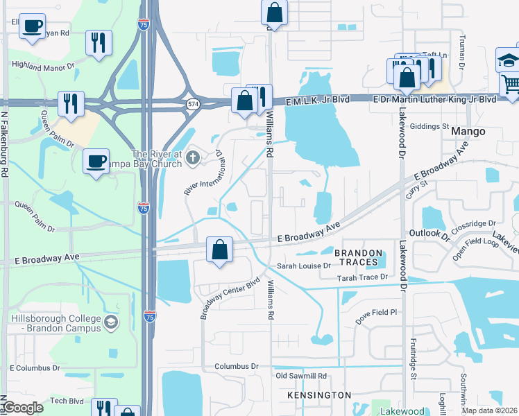 map of restaurants, bars, coffee shops, grocery stores, and more near 3456 High Hampton Circle in Tampa