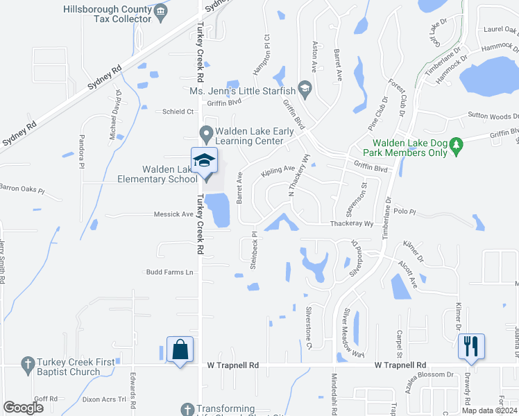 map of restaurants, bars, coffee shops, grocery stores, and more near 4322 Kipling Avenue in Plant City