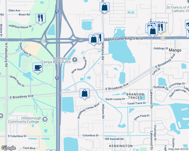 map of restaurants, bars, coffee shops, grocery stores, and more near 3501 High Hampton Circle in Tampa