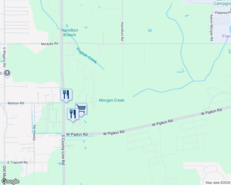 map of restaurants, bars, coffee shops, grocery stores, and more near 4925 Hamilton Road in Lakeland