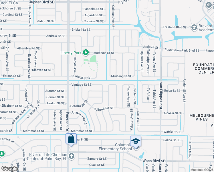 map of restaurants, bars, coffee shops, grocery stores, and more near 901 Grapefruit Road Southeast in Palm Bay