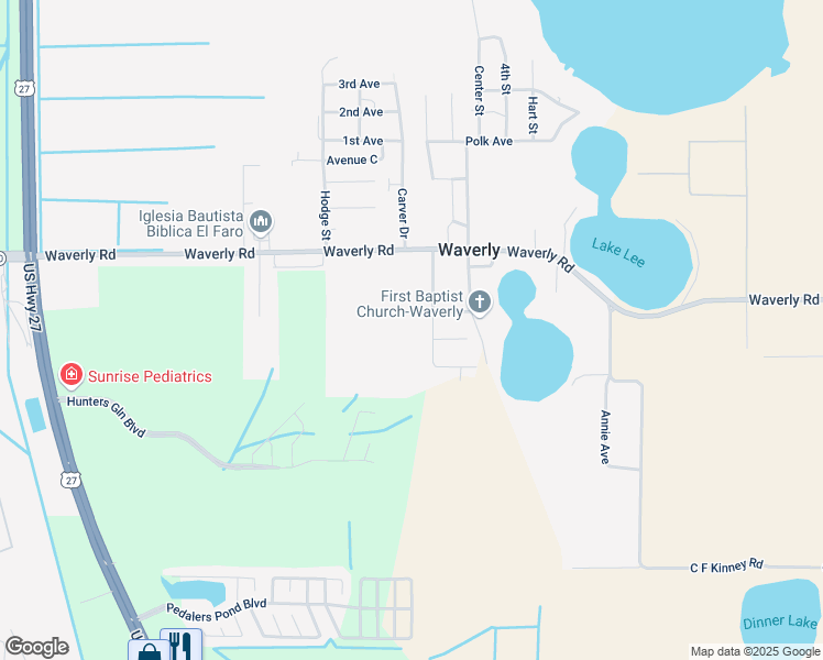 map of restaurants, bars, coffee shops, grocery stores, and more near 201 Woodlawn Avenue in Waverly