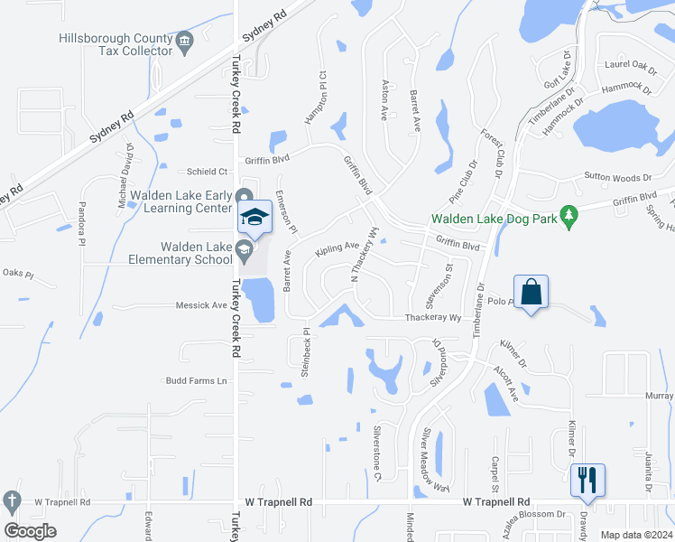 map of restaurants, bars, coffee shops, grocery stores, and more near 4205 Longfellow Drive in Plant City