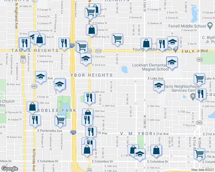 map of restaurants, bars, coffee shops, grocery stores, and more near 3508 Cone Court in Tampa
