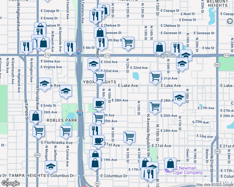 map of restaurants, bars, coffee shops, grocery stores, and more near 3508 Cone Court in Tampa
