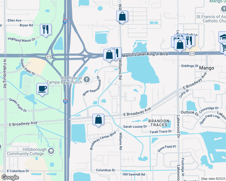 map of restaurants, bars, coffee shops, grocery stores, and more near 3501 High Hampton Circle in Tampa