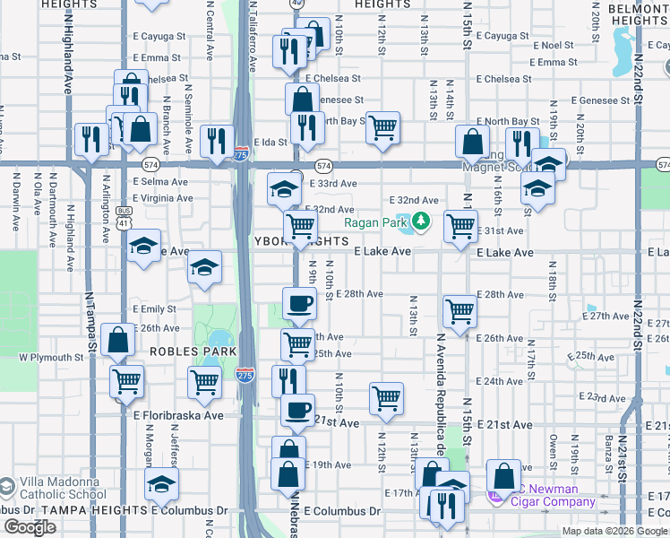 map of restaurants, bars, coffee shops, grocery stores, and more near 3508 Cone Court in Tampa