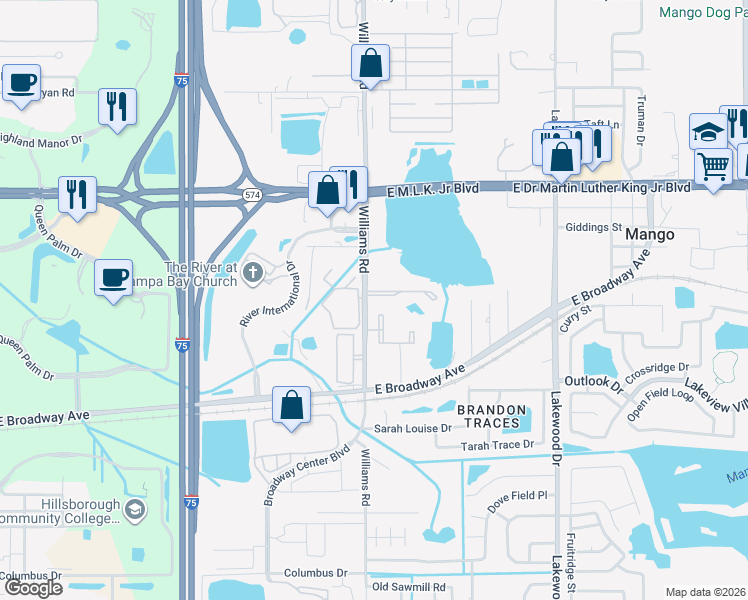 map of restaurants, bars, coffee shops, grocery stores, and more near 3745 Chios Island Road in Seffner