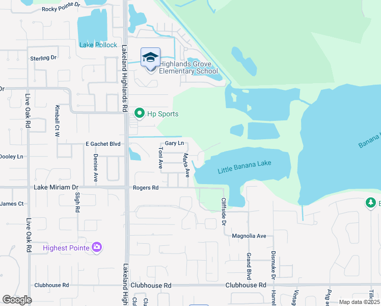 map of restaurants, bars, coffee shops, grocery stores, and more near 4808 Marla Avenue in Lakeland